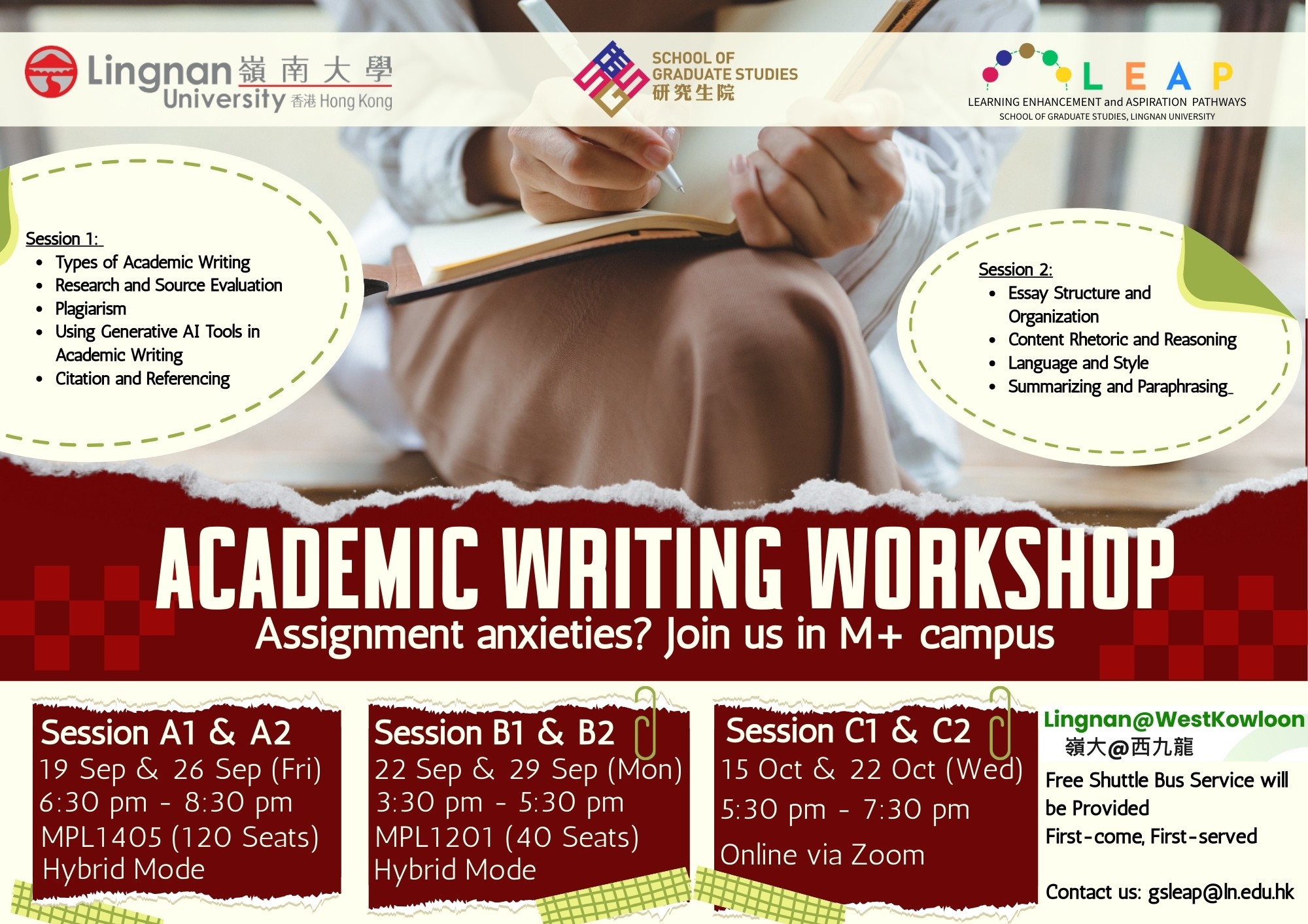 Academic Writing Workshop A1 & A2 banner